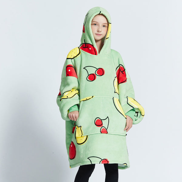 Fruits Green Kids Hoodie Blanket