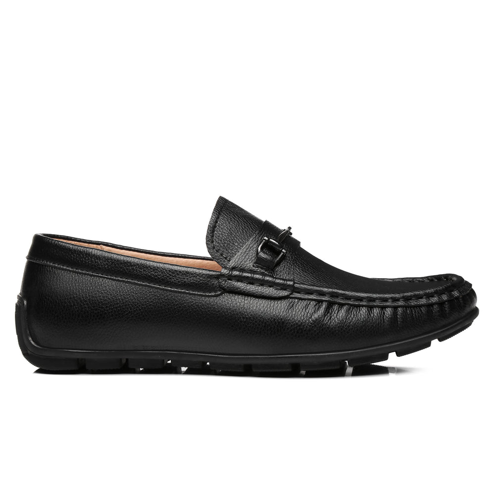 Men Leather Black Oxford Loafers - Snuggyz