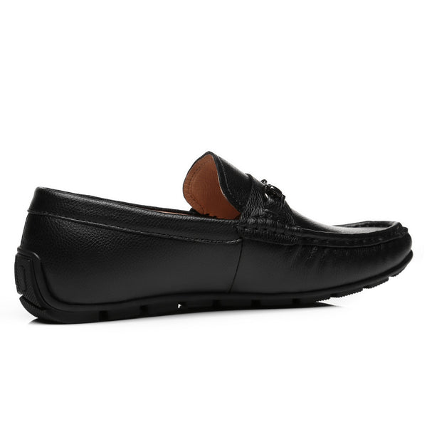 Men Leather Black Oxford Loafers - Snuggyz