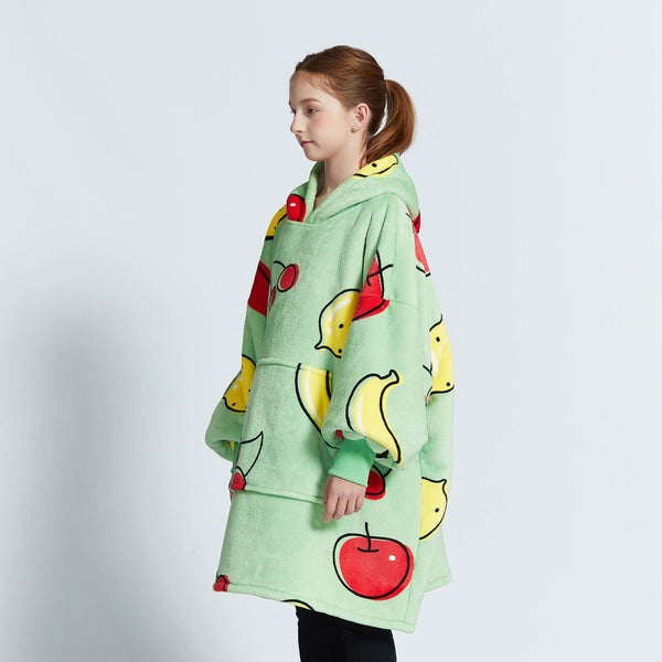 Fruits Green Kids Hoodie Blanket