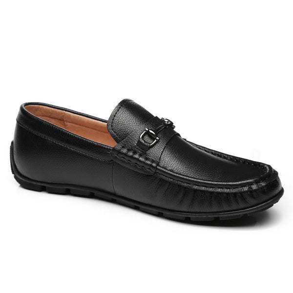 Men Leather Black Oxford Loafers - Snuggyz