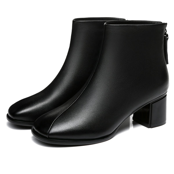 Roma Black Leather Ankle boots