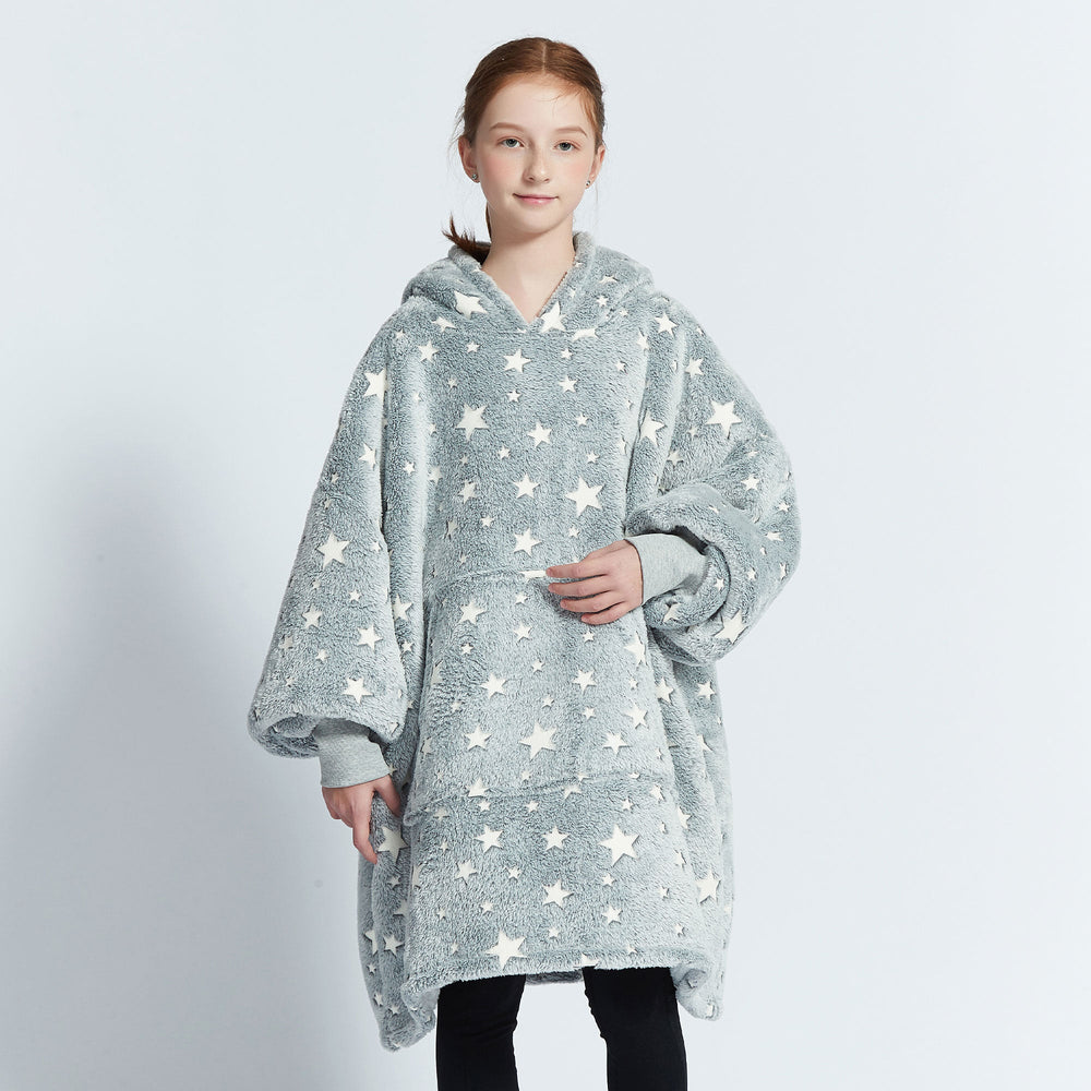 Glow In The Dark Stars Kids Hoodie Blanket