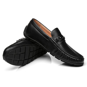 Men Leather Black Oxford Loafers