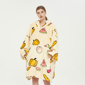 Fruits Cream Hoodie Blanket