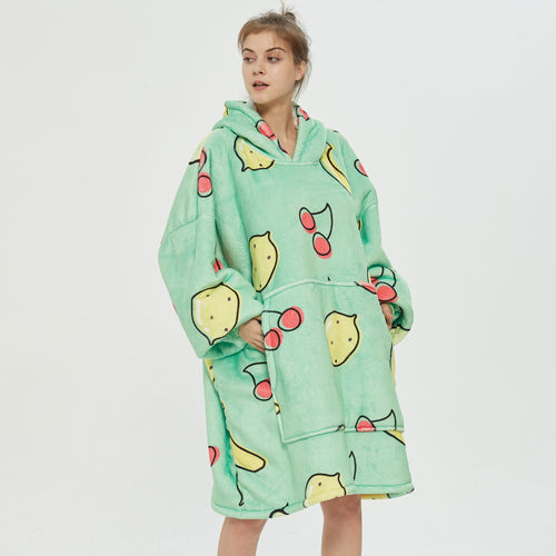 Fruits Green Hoodie Blanket