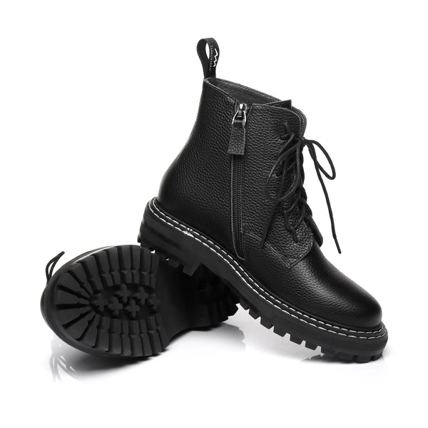 Logan Black Leather Boots