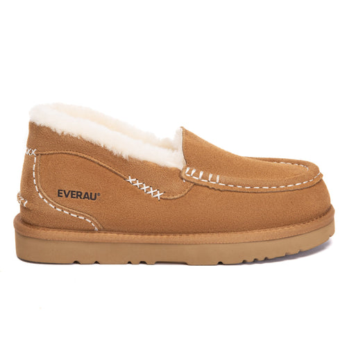 EverUgg Sooka UGG slippers with plush lining and slip-on design, shown in a cozy indoor setting.