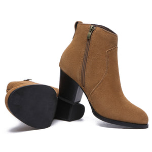 Vera Suede Ankle Zipper Boots