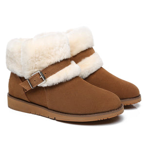 UGG Collette Buckled Strap Fluffy Boots