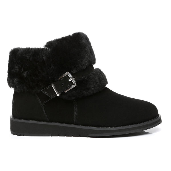 UGG Collette Buckled Strap Fluffy Boots