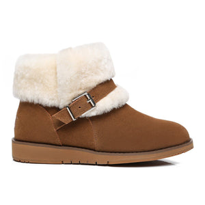 UGG Collette Buckled Strap Fluffy Boots