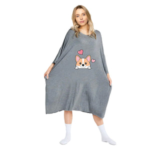 Corgi Print Oversized Tee