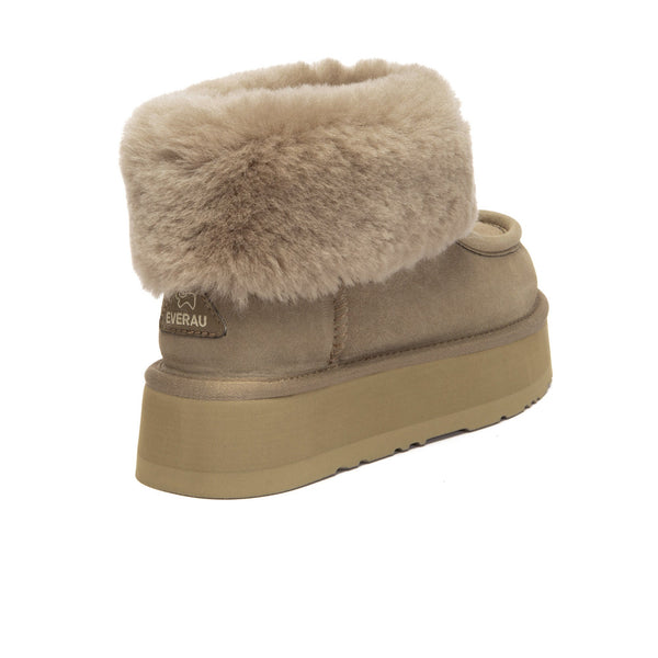 EverUgg Loofee UGG boots in tan with plush sheepskin lining, showcasing the cozy, stylish design and classic ankle boot silhouette.