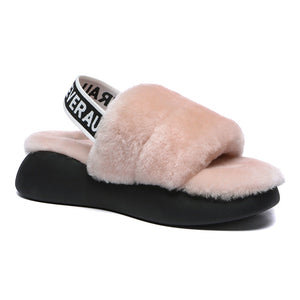 Women Sheepskin Wool Slingback Slippers