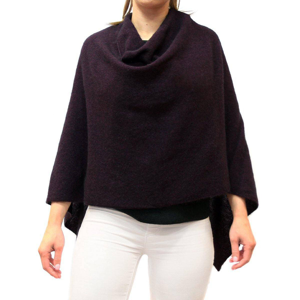 Two Way Possum Merino Poncho - Grape